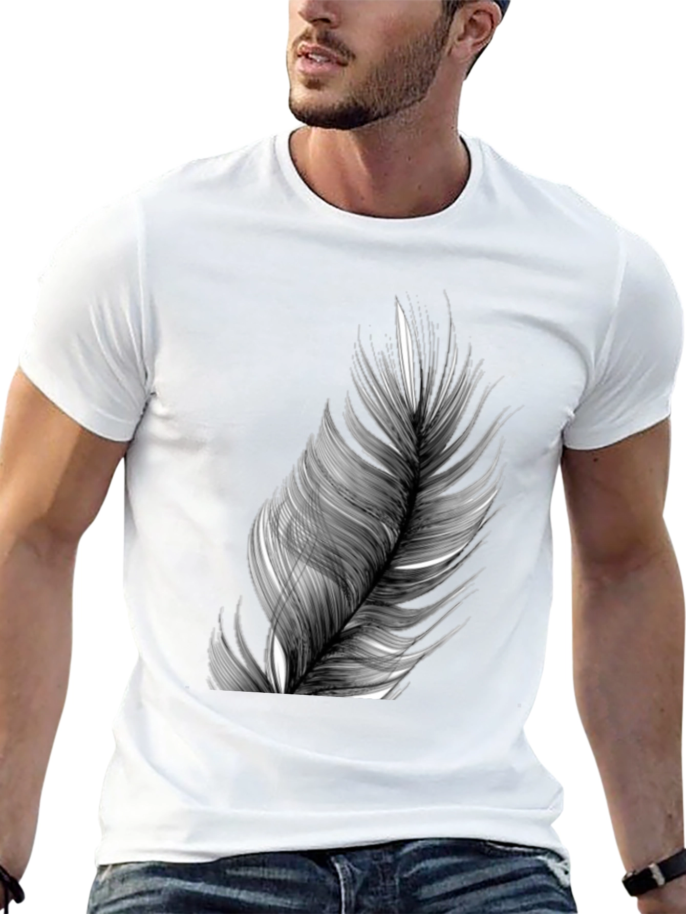 Feather Graphic Black T-Shirt