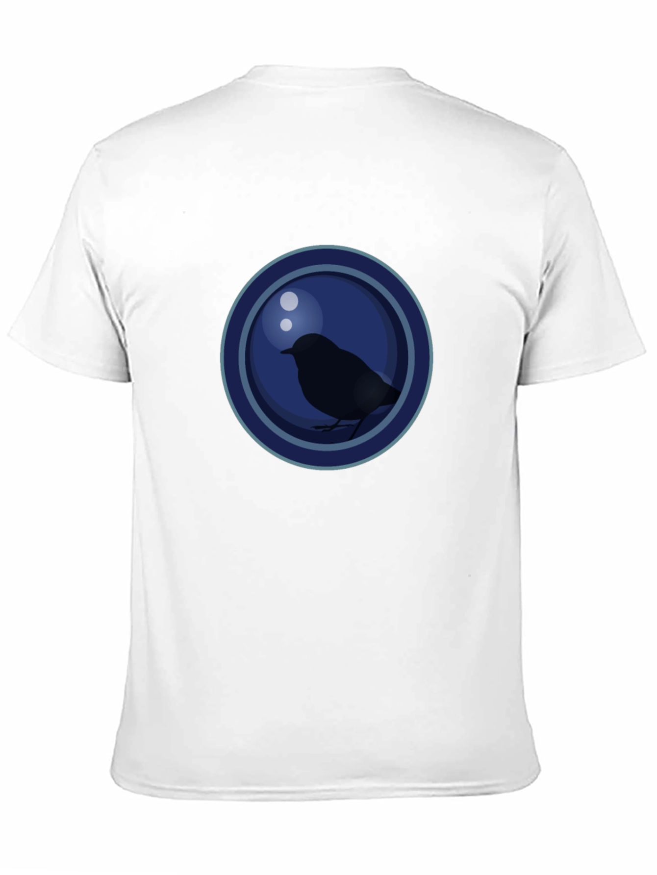 Stylish Bird Graphic T-Shirt - Dark Blue Circle Design