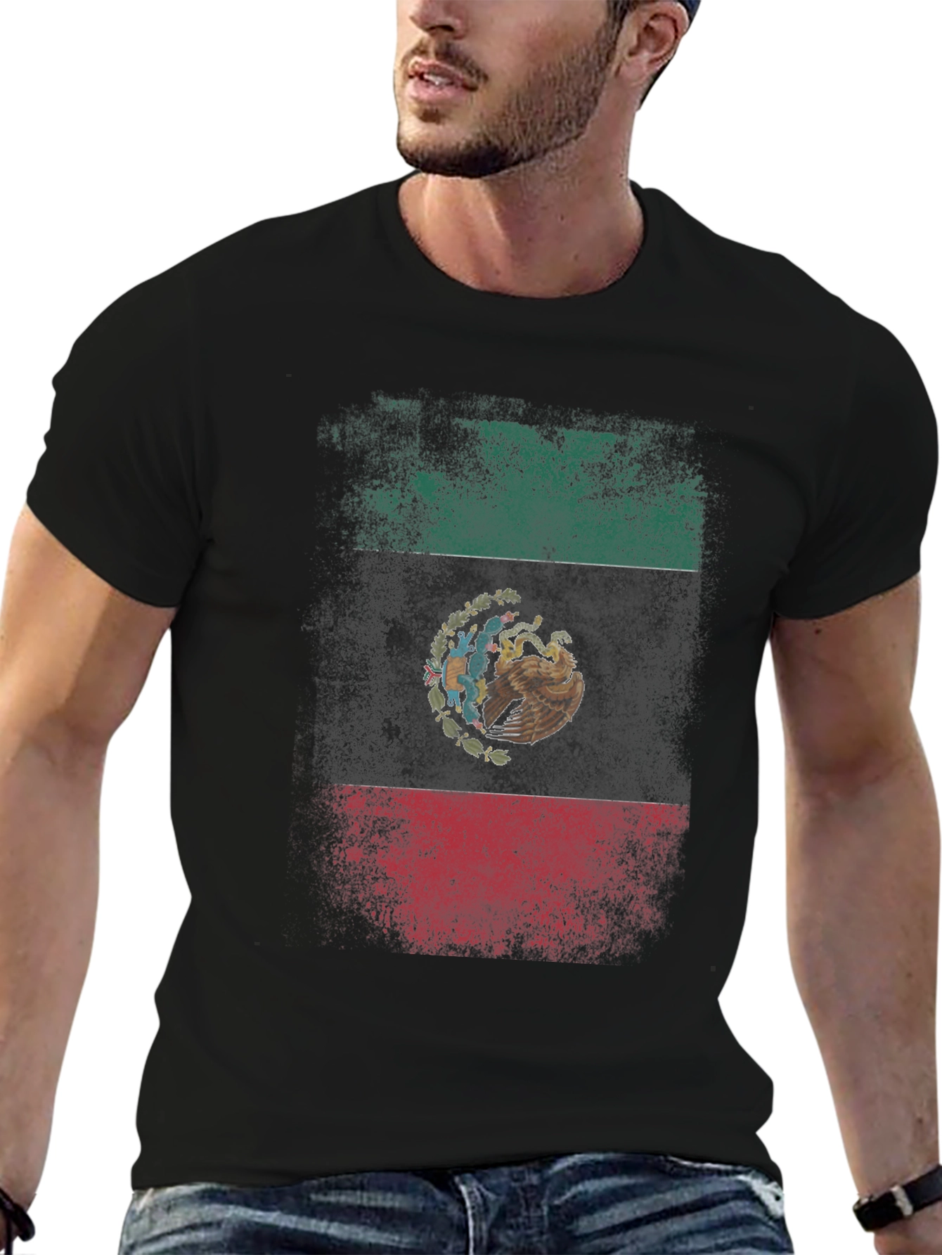 Mexico Flag Graphic T-Shirt - Black