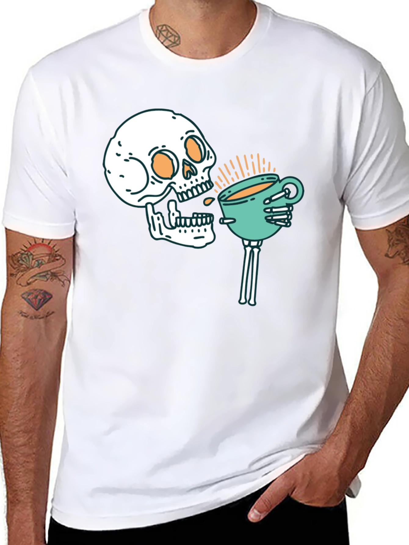 Skull Coffee T-Shirt - Gothic Brew Crew Tee