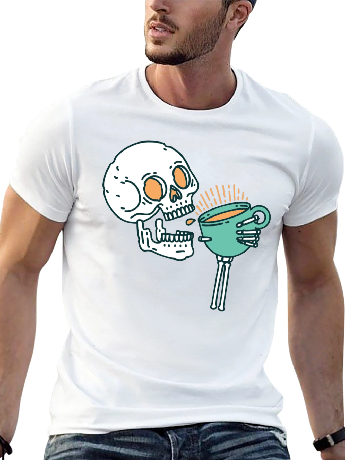 Skull Coffee T-Shirt - Gothic Brew Crew Tee
