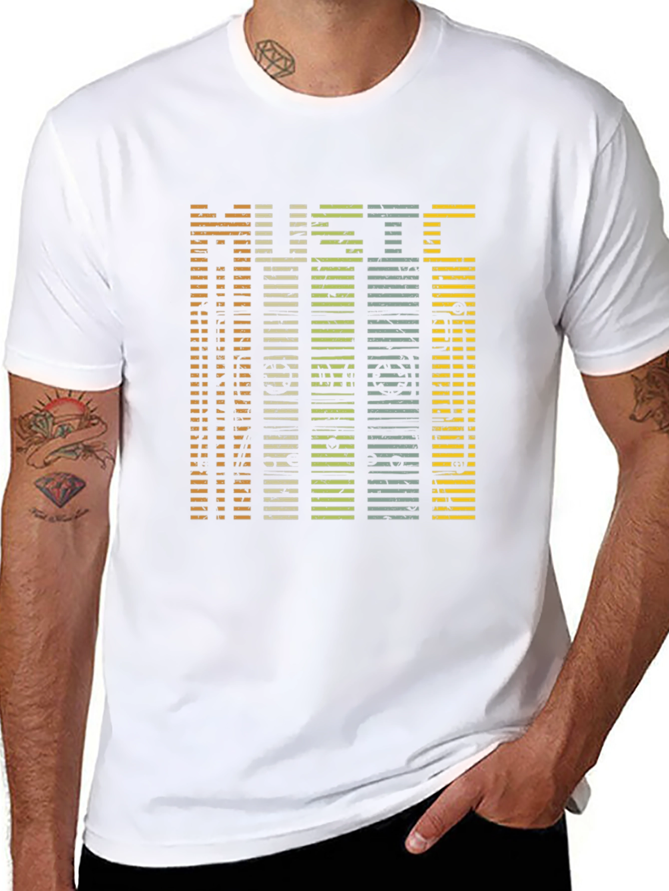 Music Lover Tee: Striped Retro Graphic T-Shirt