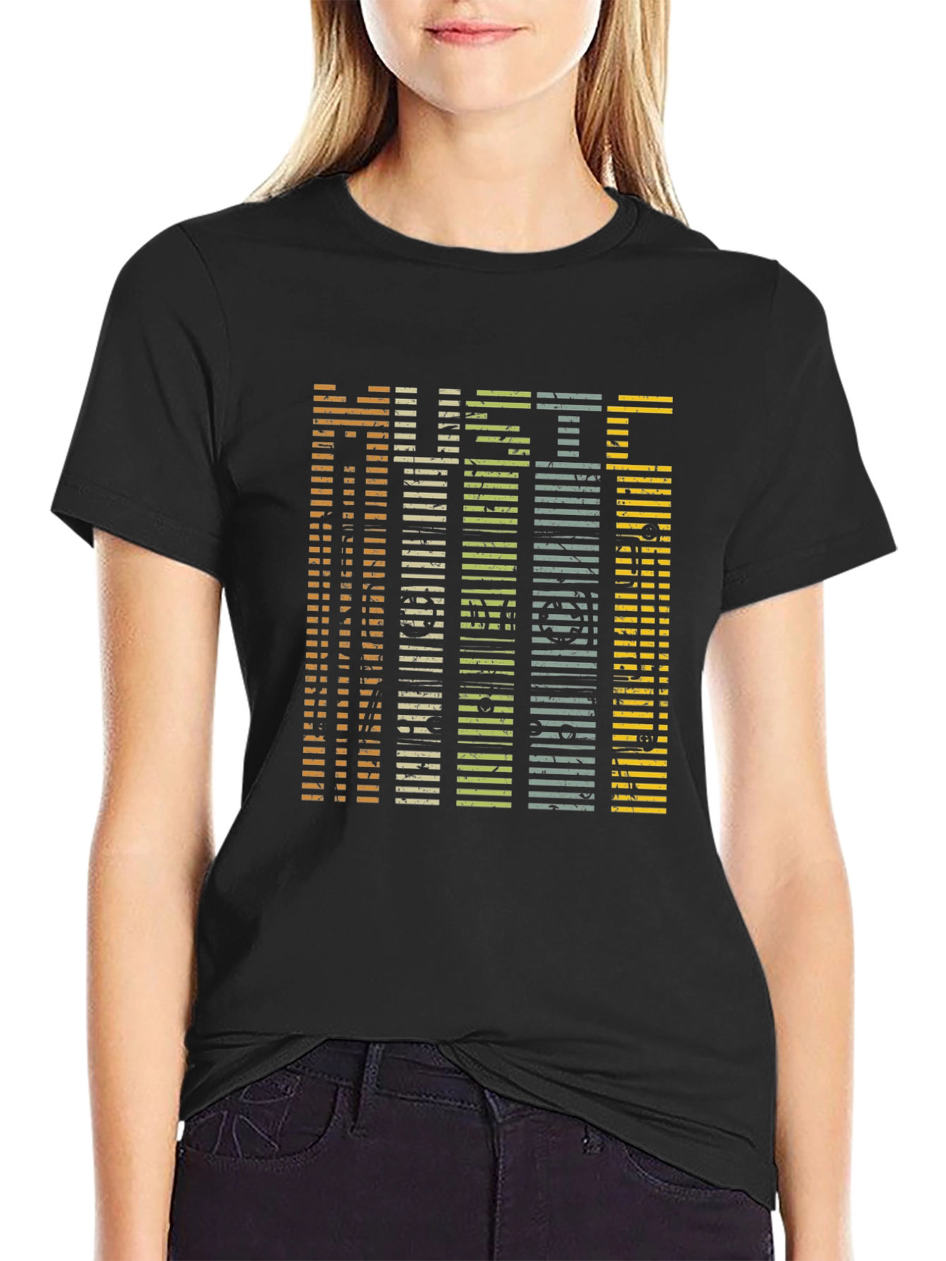 Music Lover Tee: Striped Retro Graphic T-Shirt