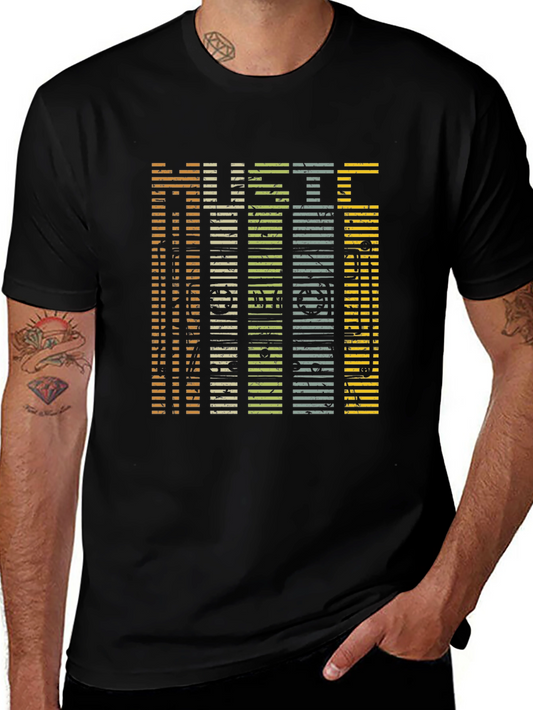 Music Lover Tee: Striped Retro Graphic T-Shirt