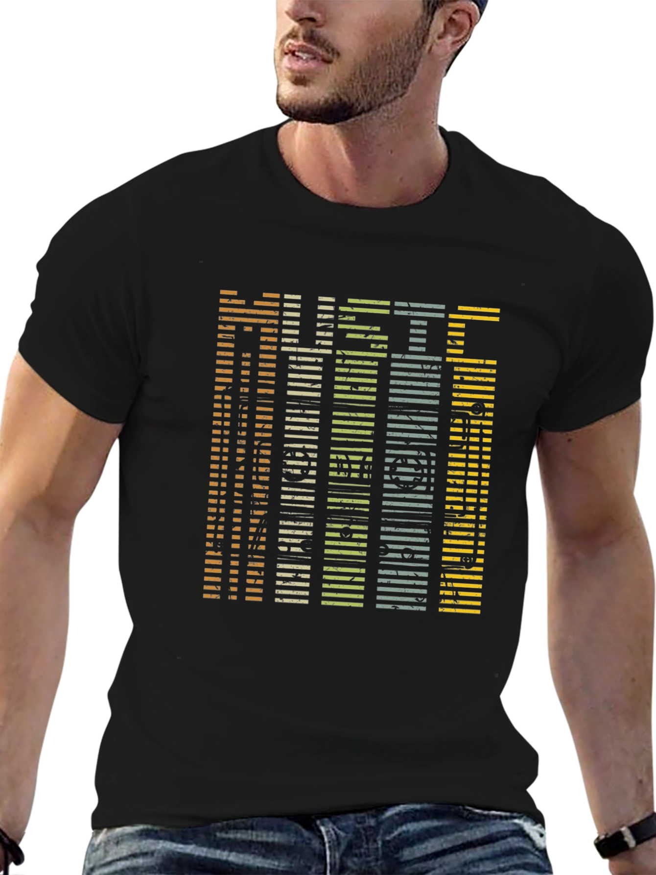 Music Lover Tee: Striped Retro Graphic T-Shirt