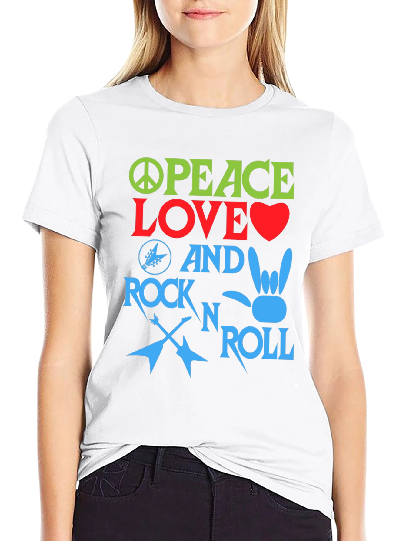 Peace Love Rock and Roll Graphic Tee