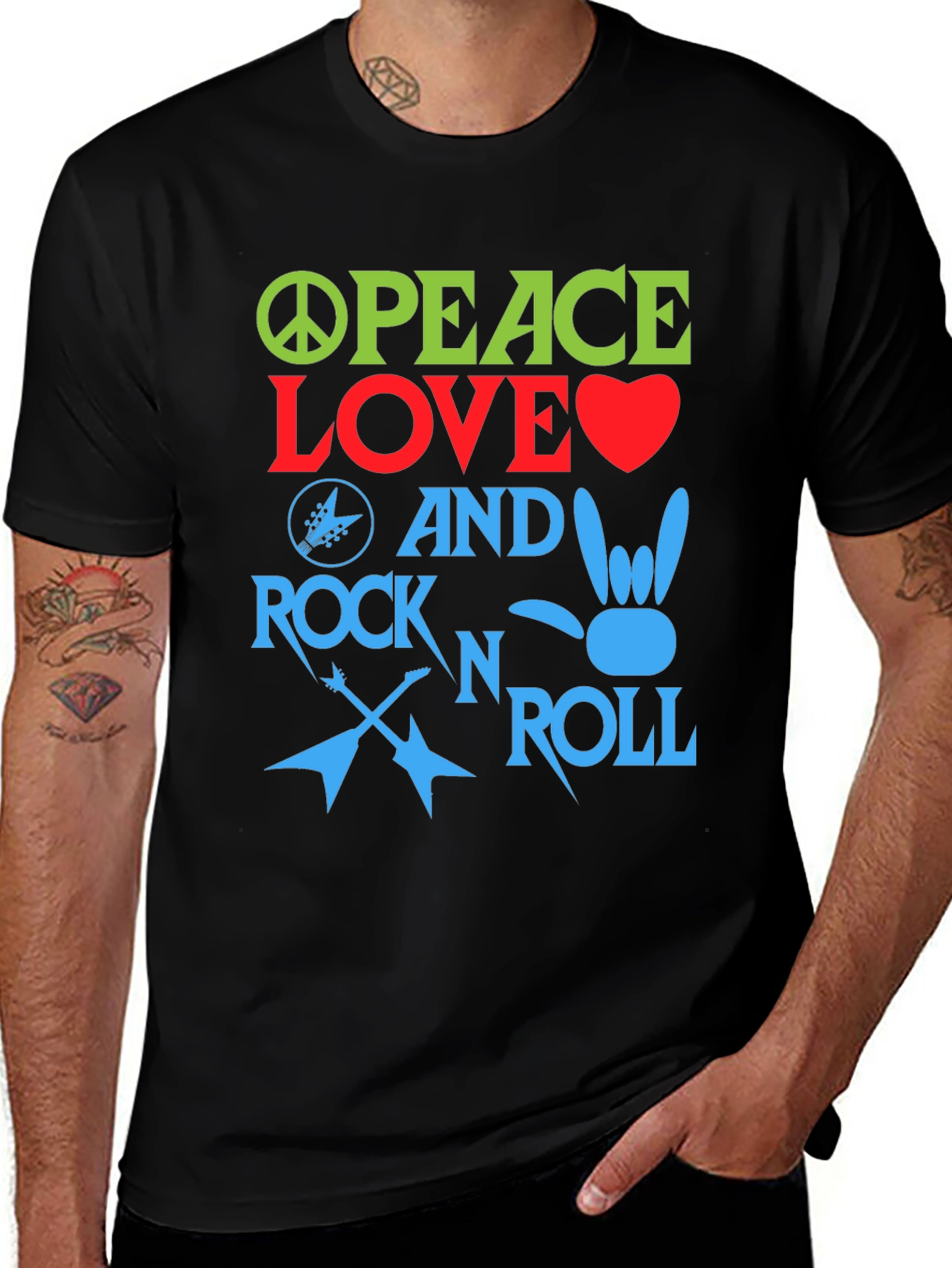 Peace Love Rock and Roll Graphic Tee