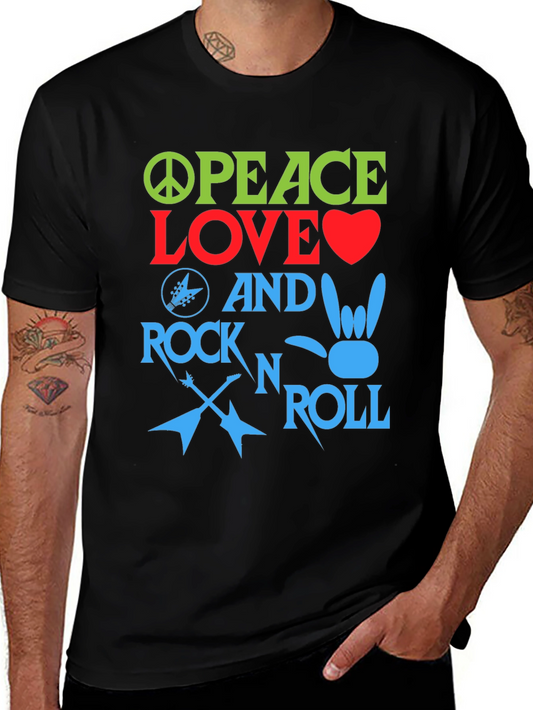 Peace Love Rock and Roll Graphic Tee