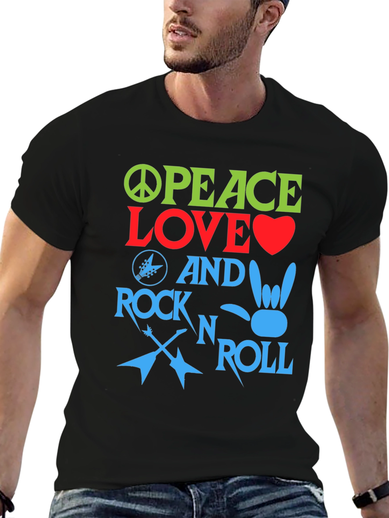 Peace Love Rock and Roll Graphic Tee
