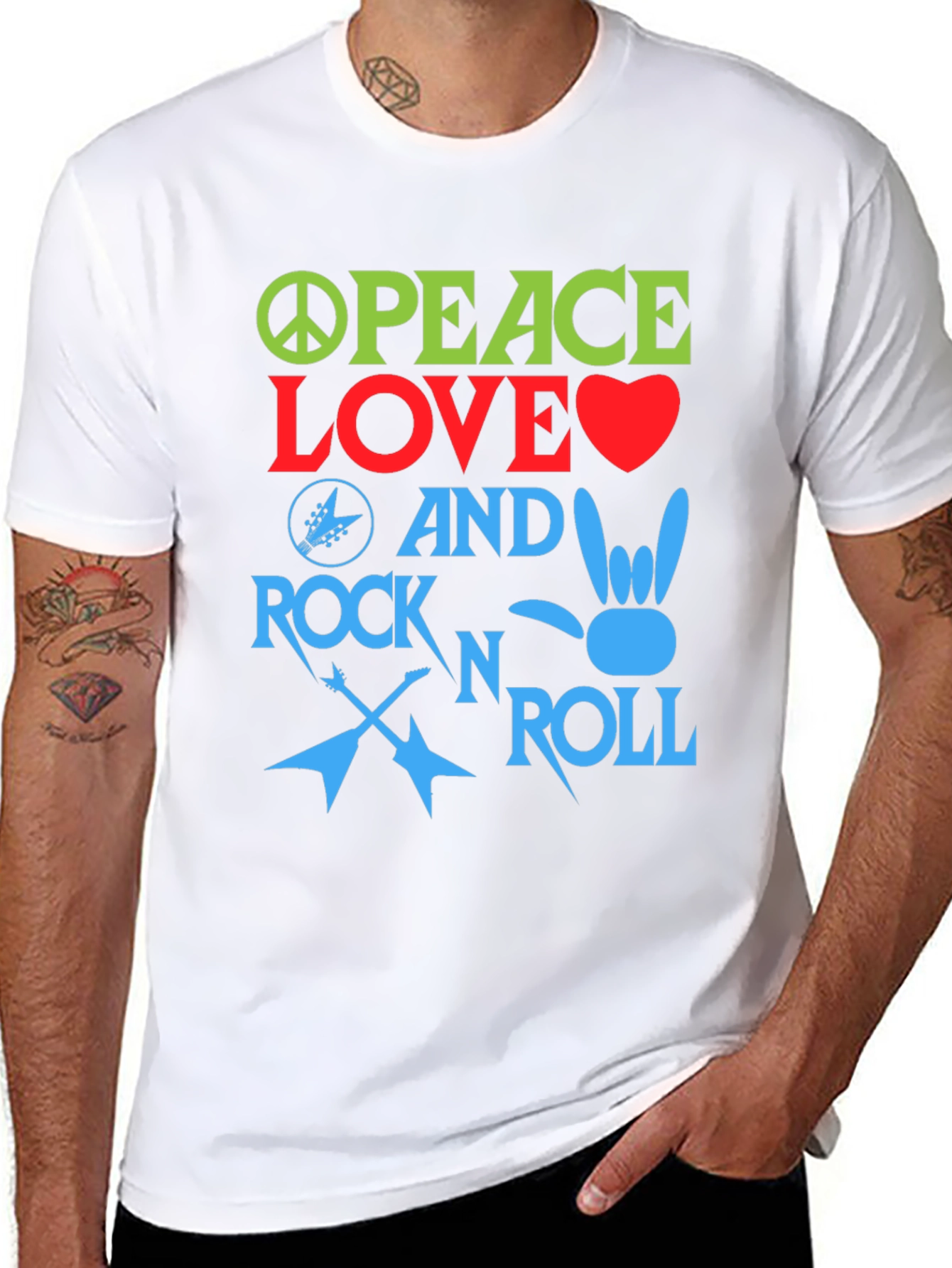 Peace Love Rock and Roll Graphic Tee