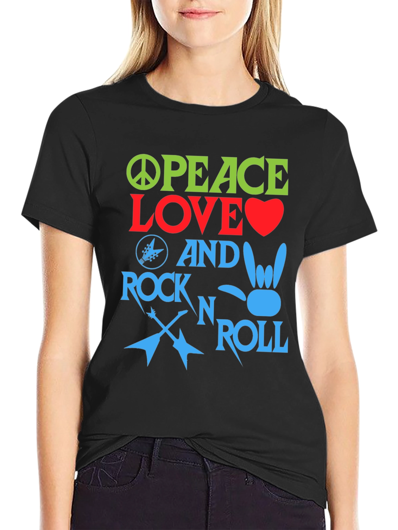 Peace Love Rock and Roll Graphic Tee