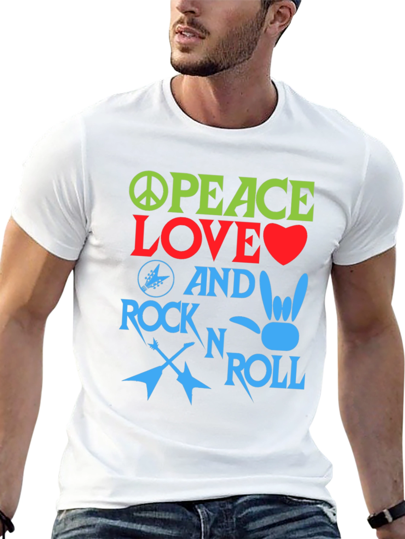 Peace Love Rock and Roll Graphic Tee