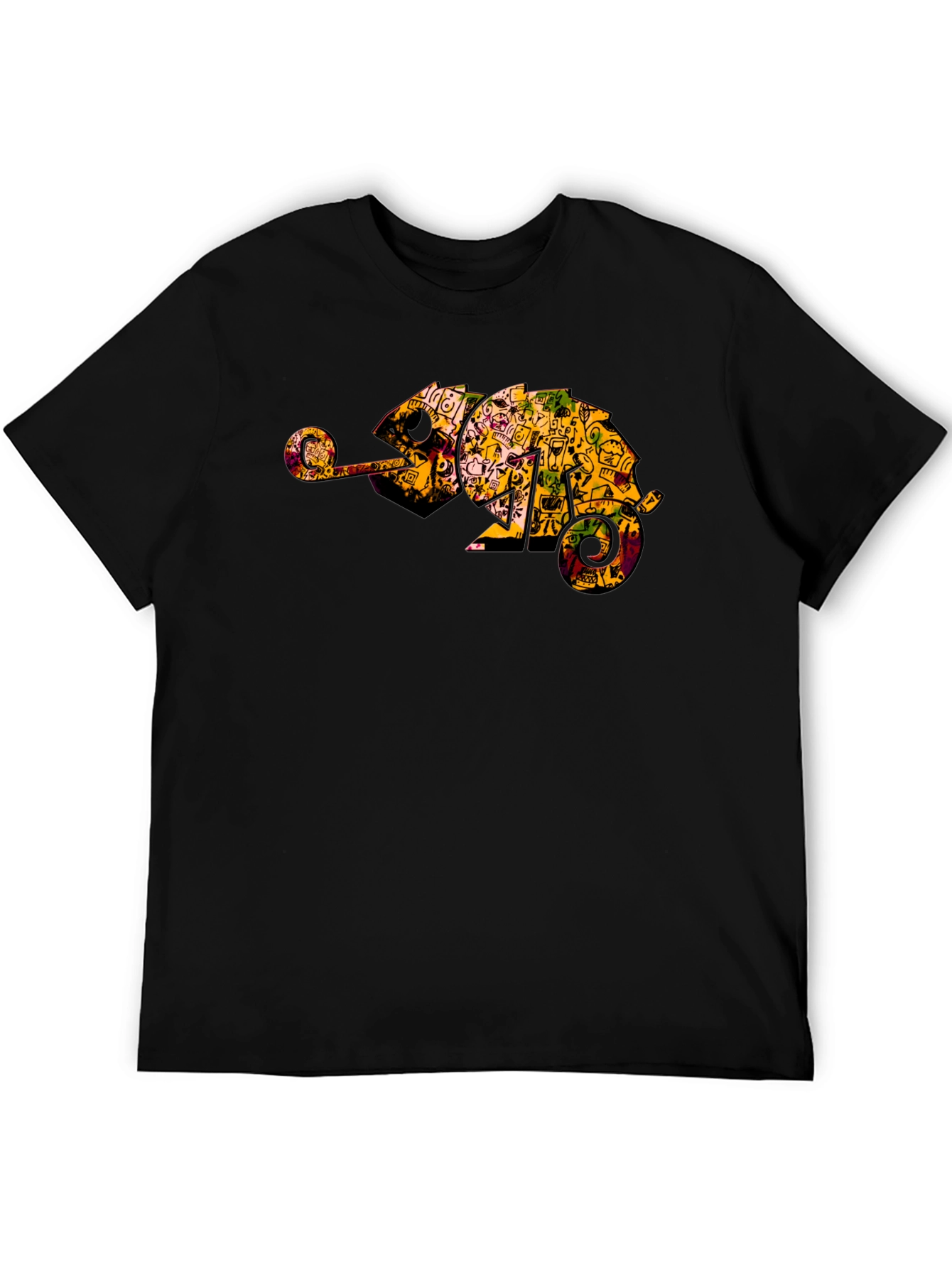 Black Chameleon Graphic Print Tee