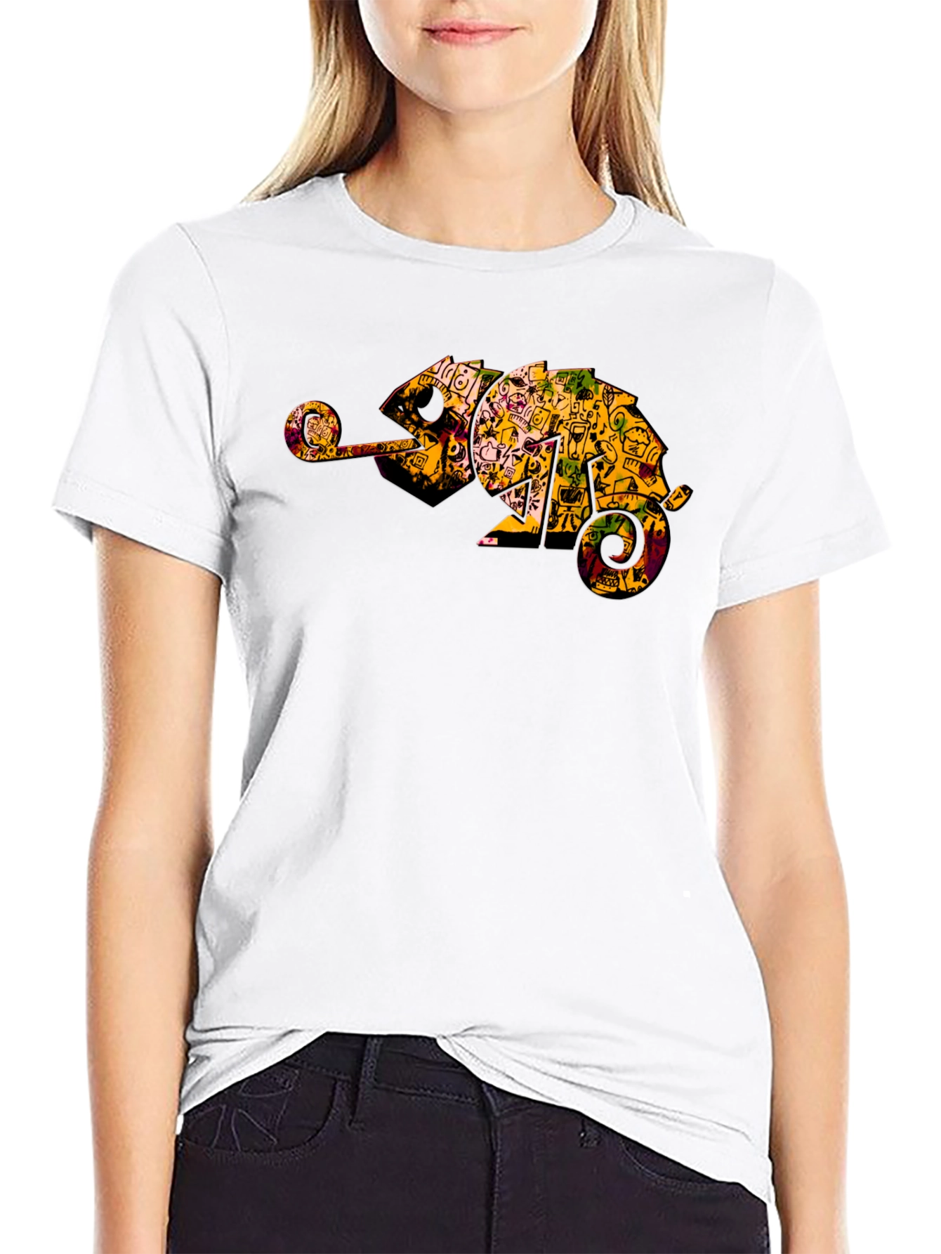 Black Chameleon Graphic Print Tee