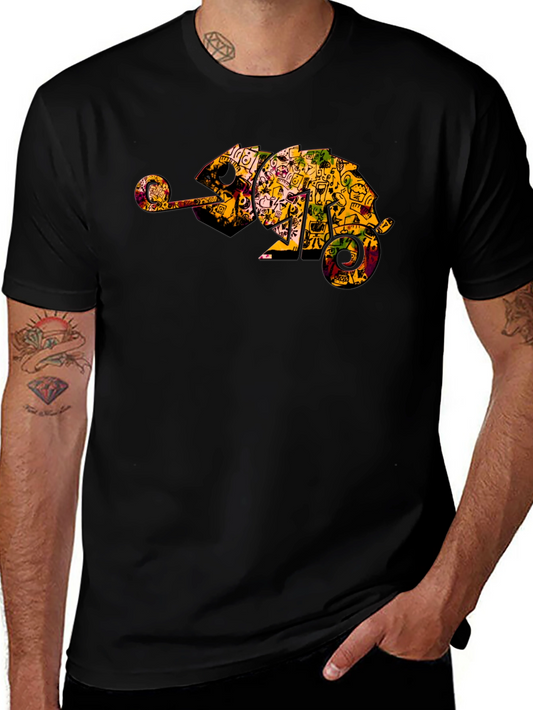 Black Chameleon Graphic Print Tee