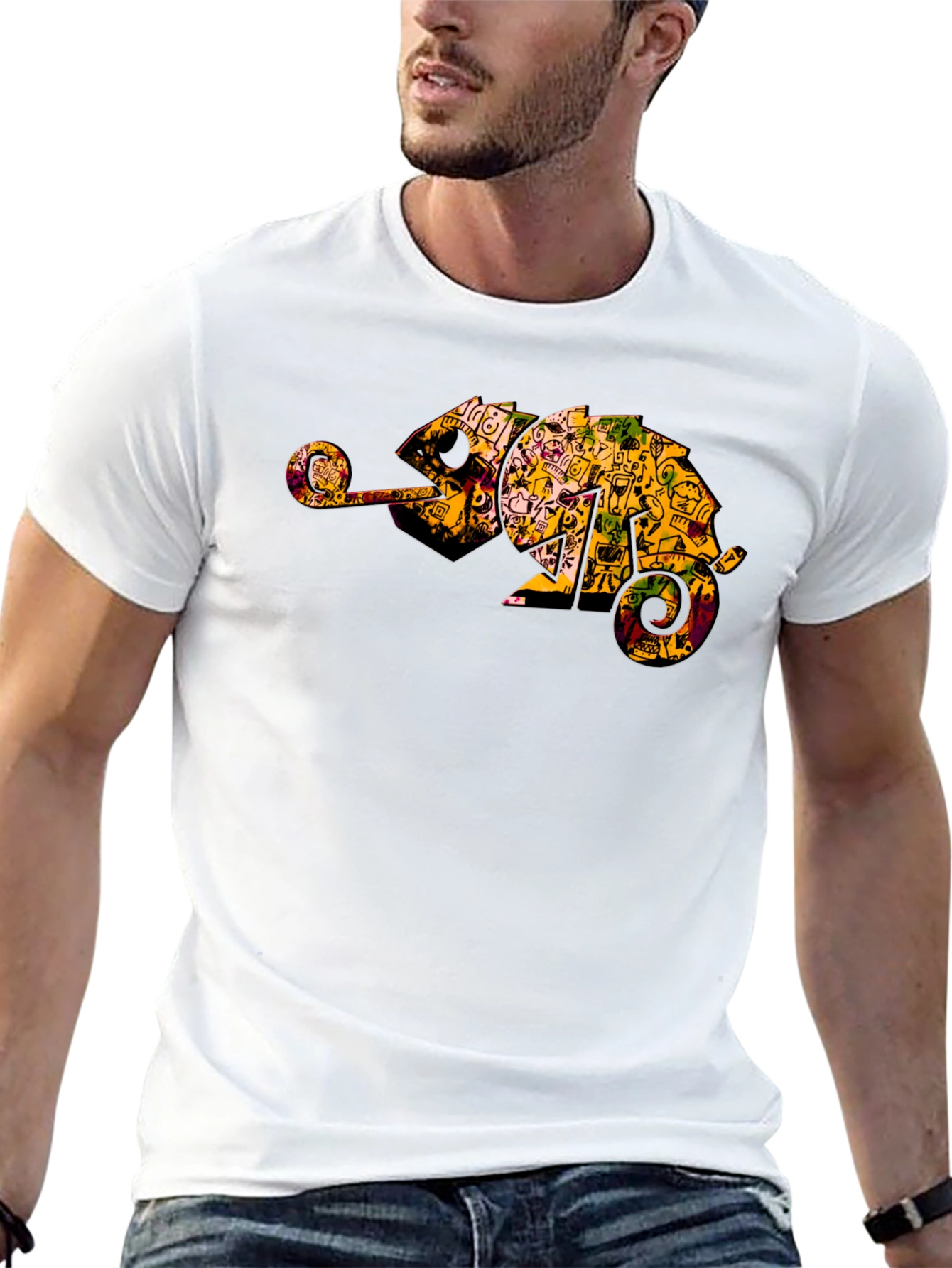 Black Chameleon Graphic Print Tee