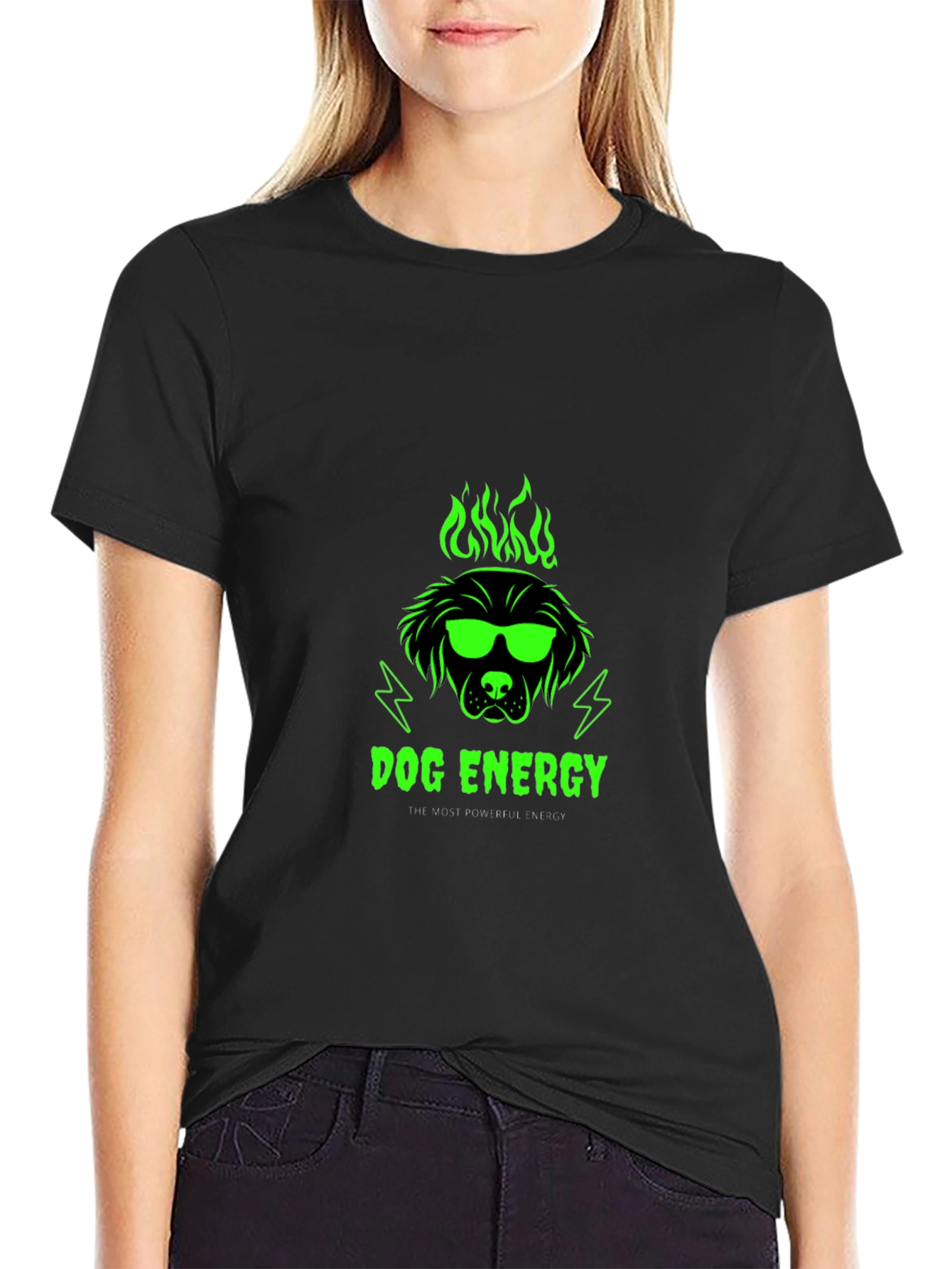 Dog Energy Graphic Print Crew Neck T-Shirt