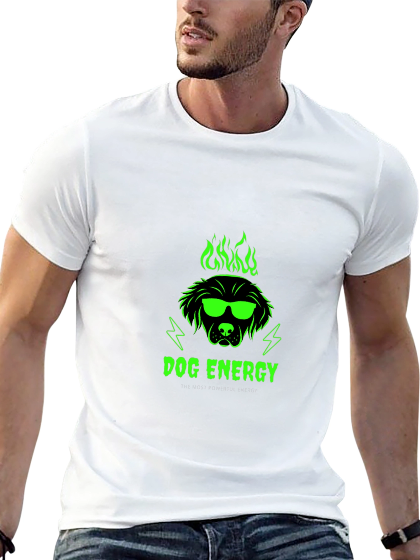 Dog Energy Graphic Print Crew Neck T-Shirt