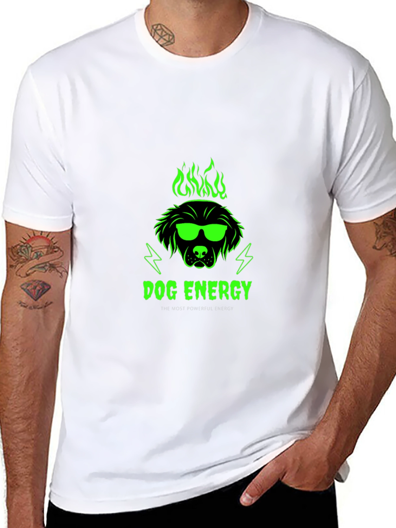 Dog Energy Graphic Print Crew Neck T-Shirt