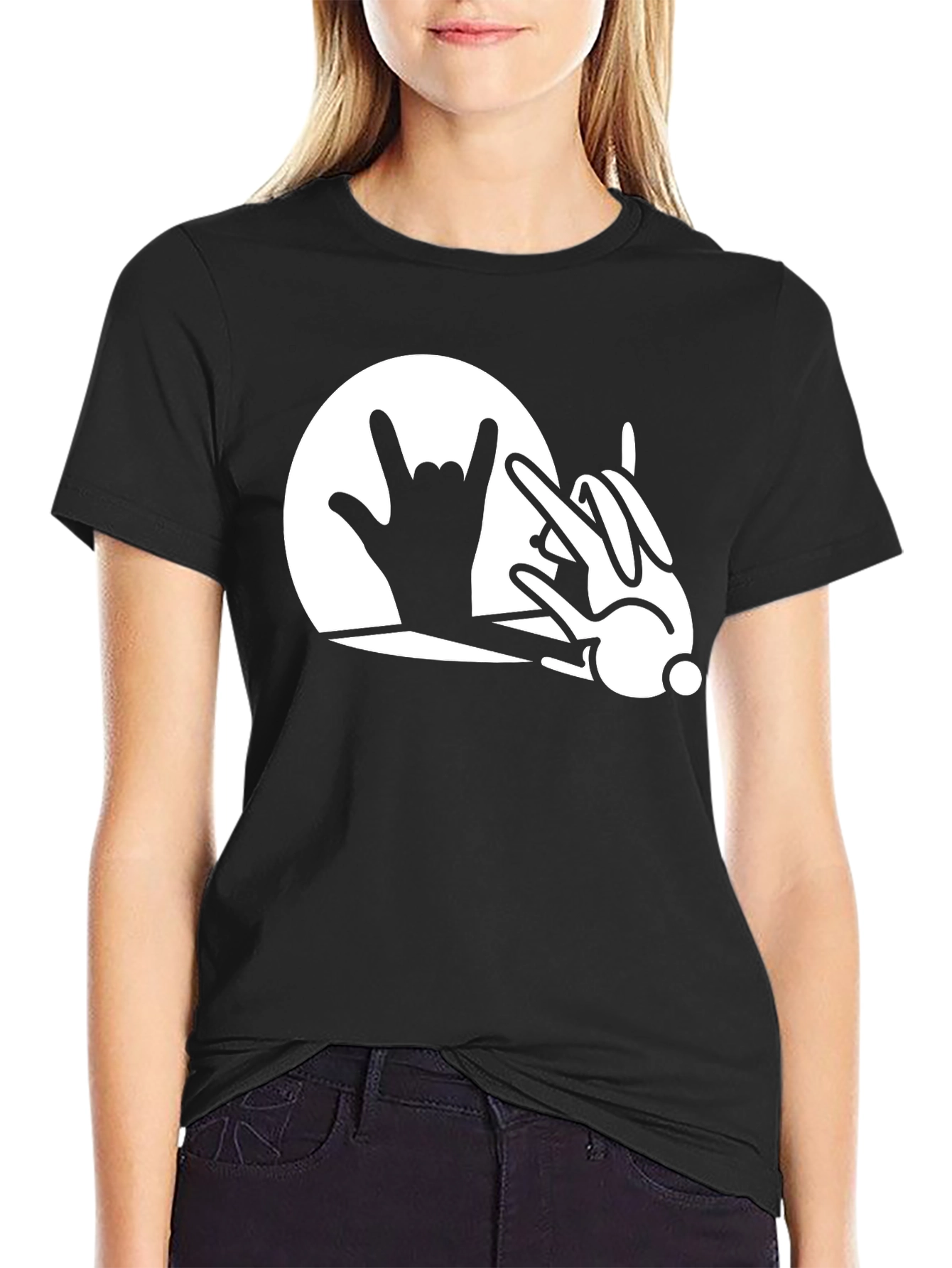 Rock On Bunny T-Shirt - Black Unique Design