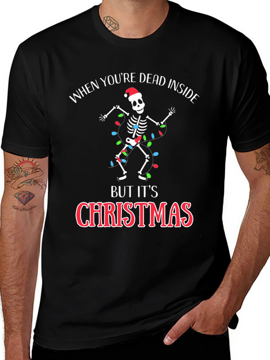 Dead Inside Christmas Skeleton Graphic Tee