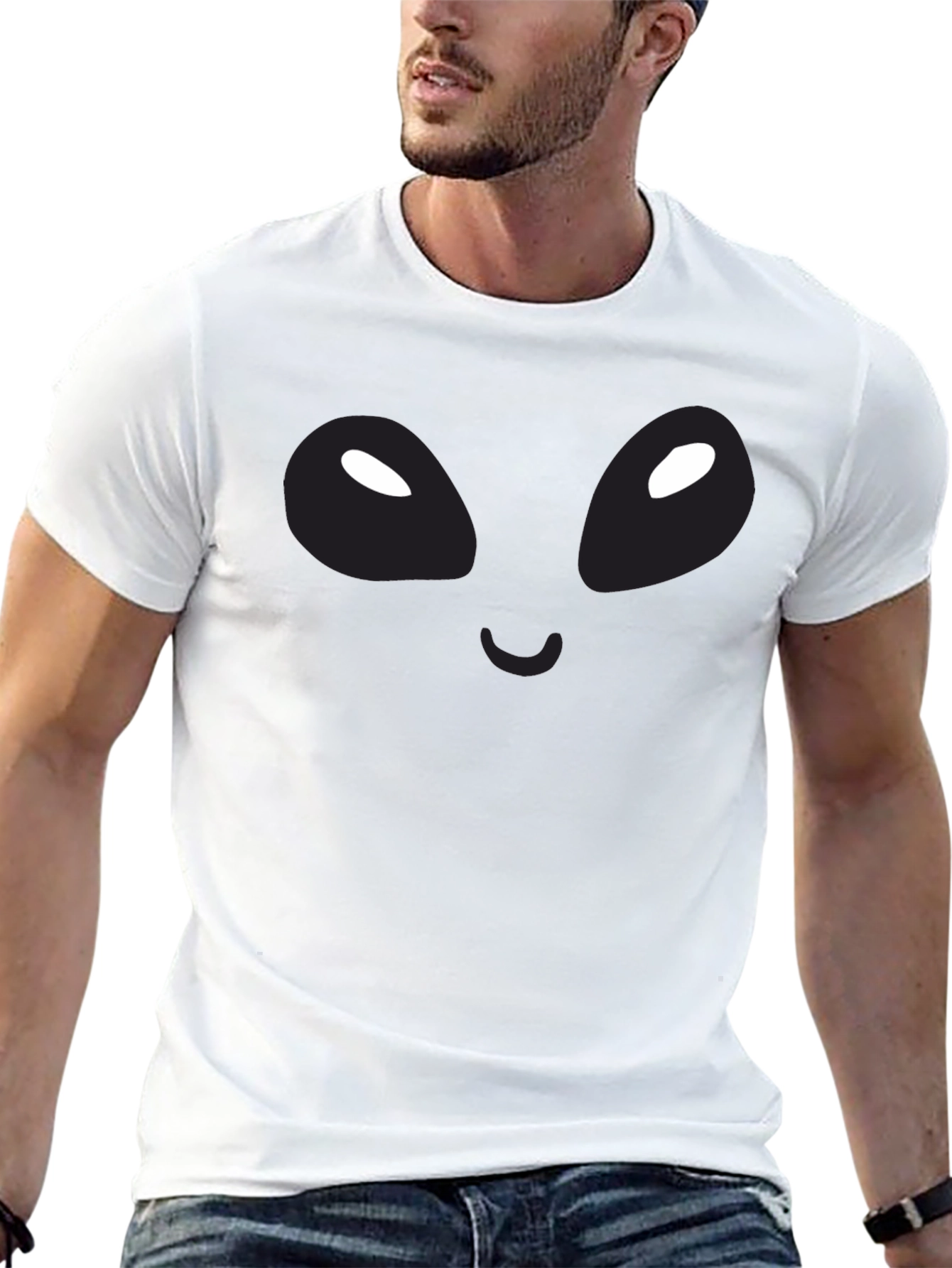 Alien Face Graphic Black T-Shirt - Unique Design
