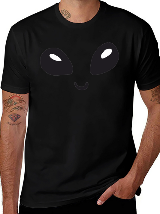 Alien Face Graphic Black T-Shirt - Unique Design