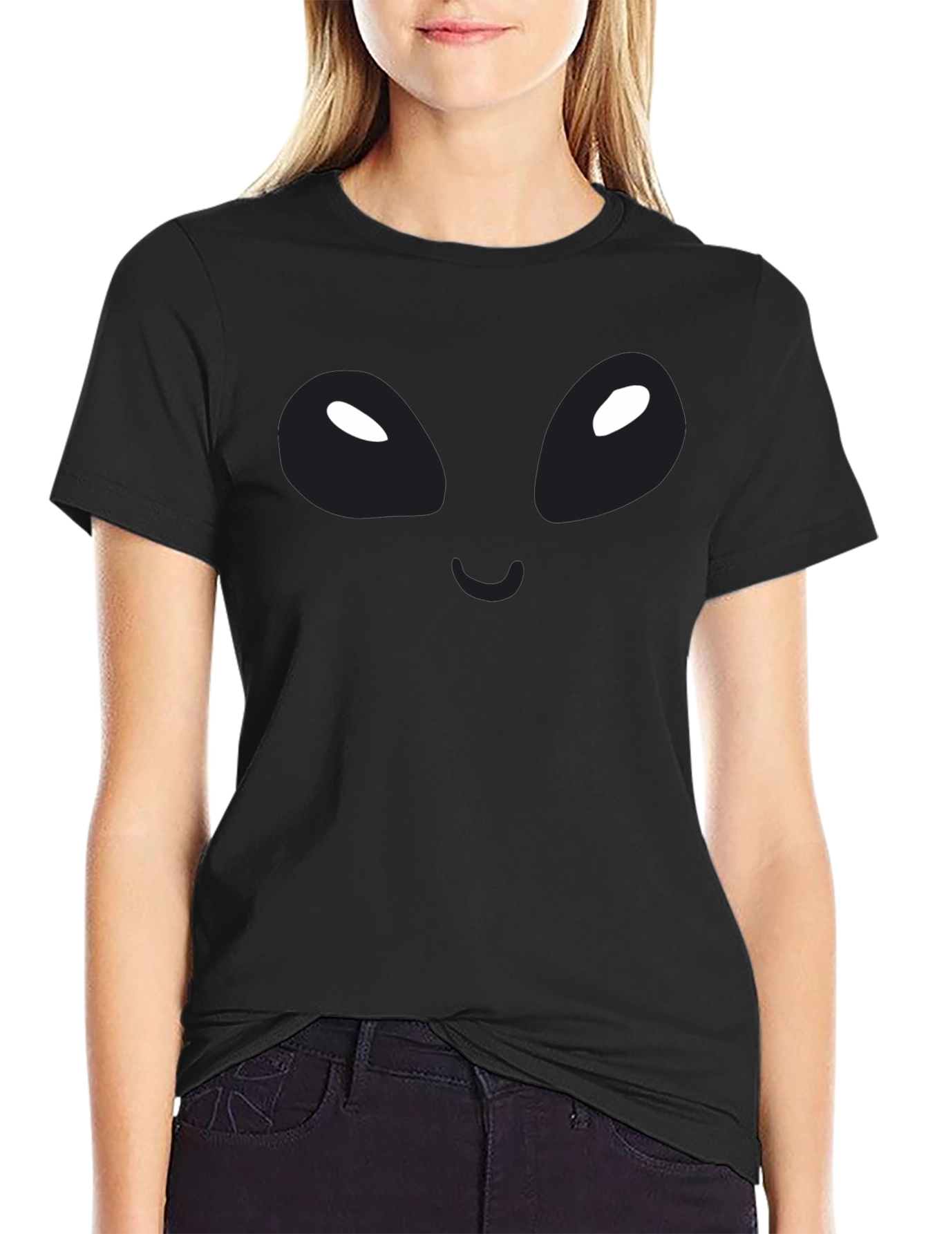 Alien Face Graphic Black T-Shirt - Unique Design
