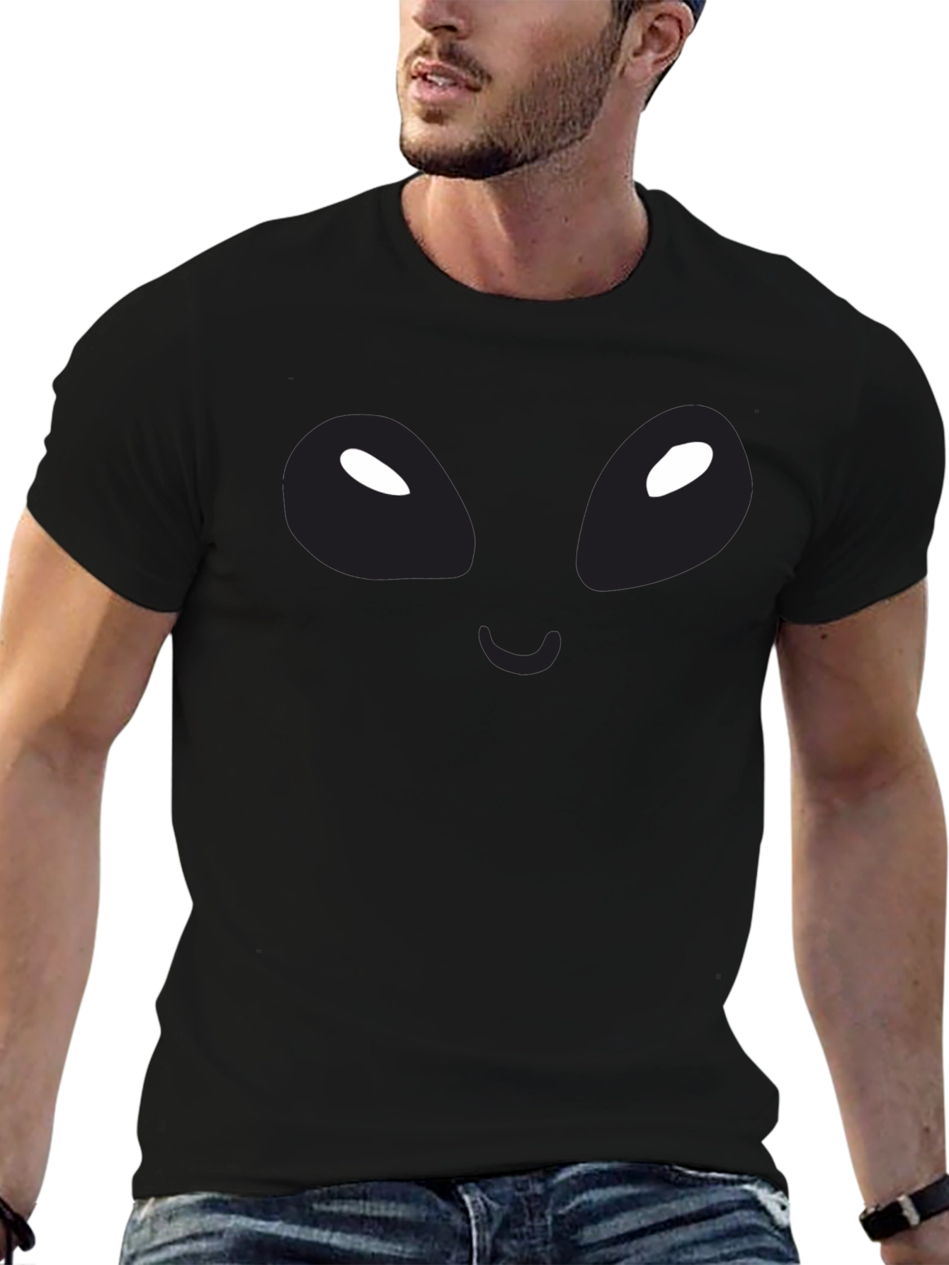 Alien Face Graphic Black T-Shirt - Unique Design