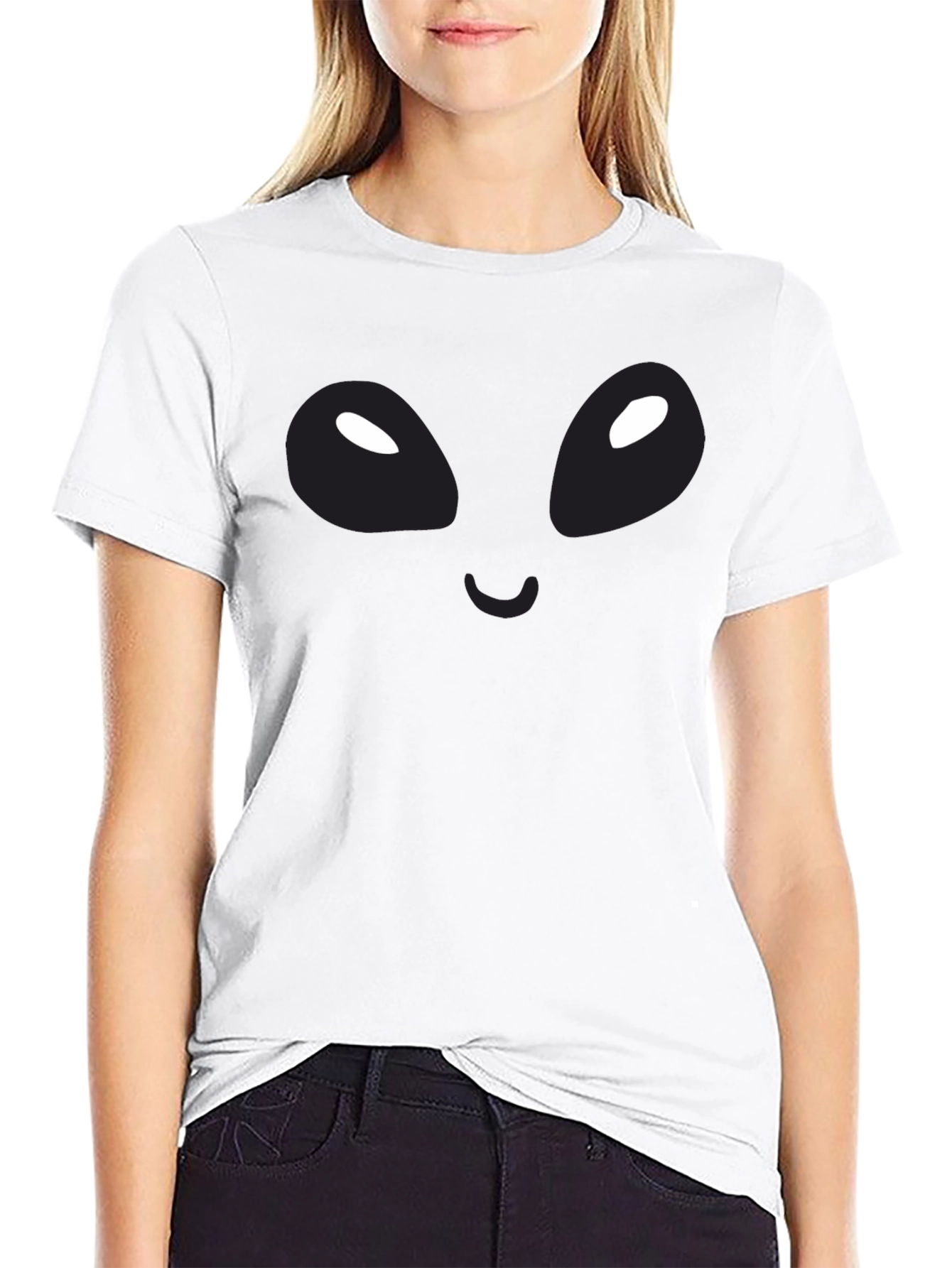 Alien Face Graphic Black T-Shirt - Unique Design