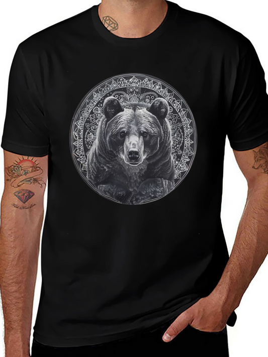 Bear Mandala Graphic Tee - Black