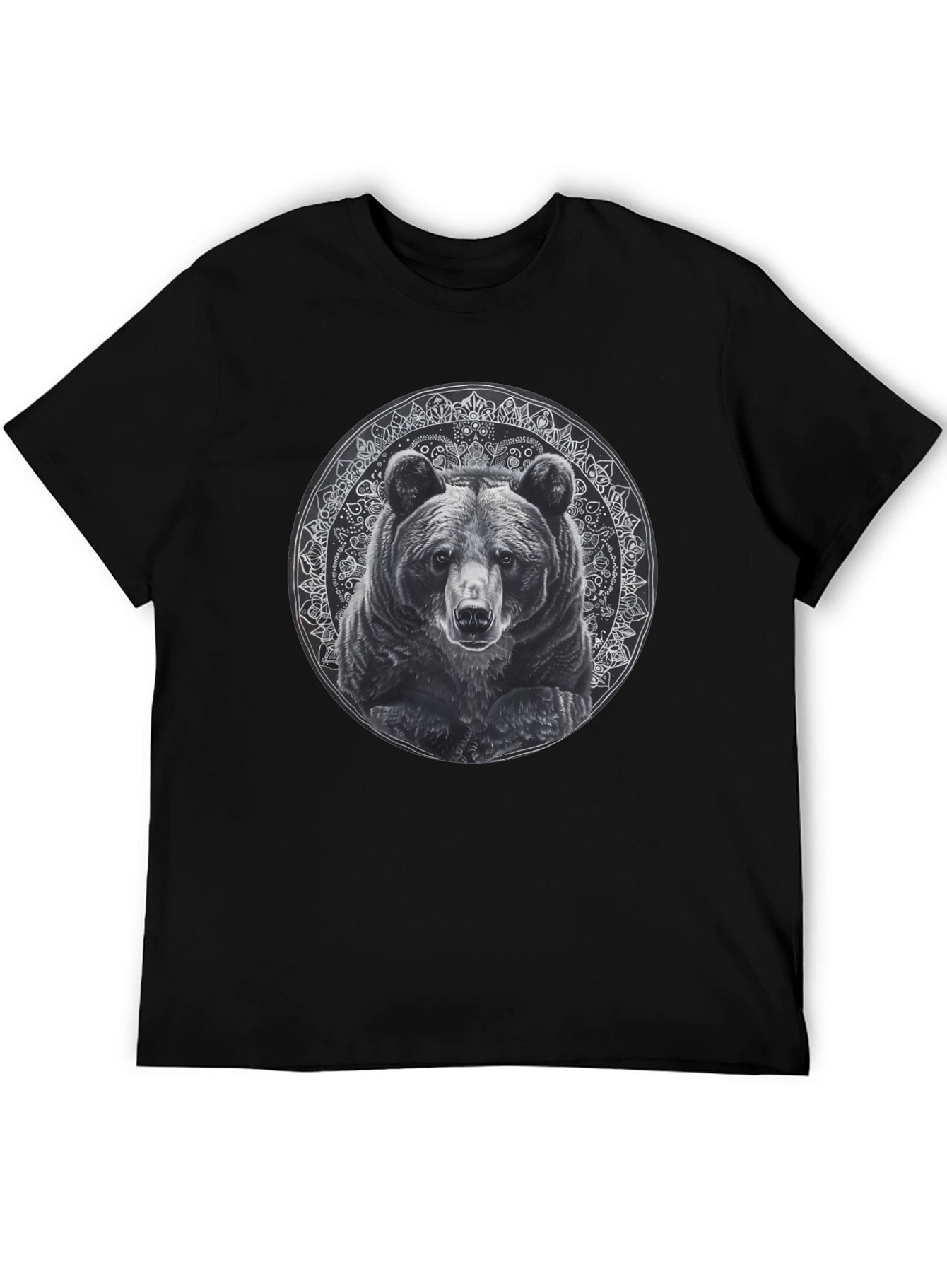 Bear Mandala Graphic Tee - Black