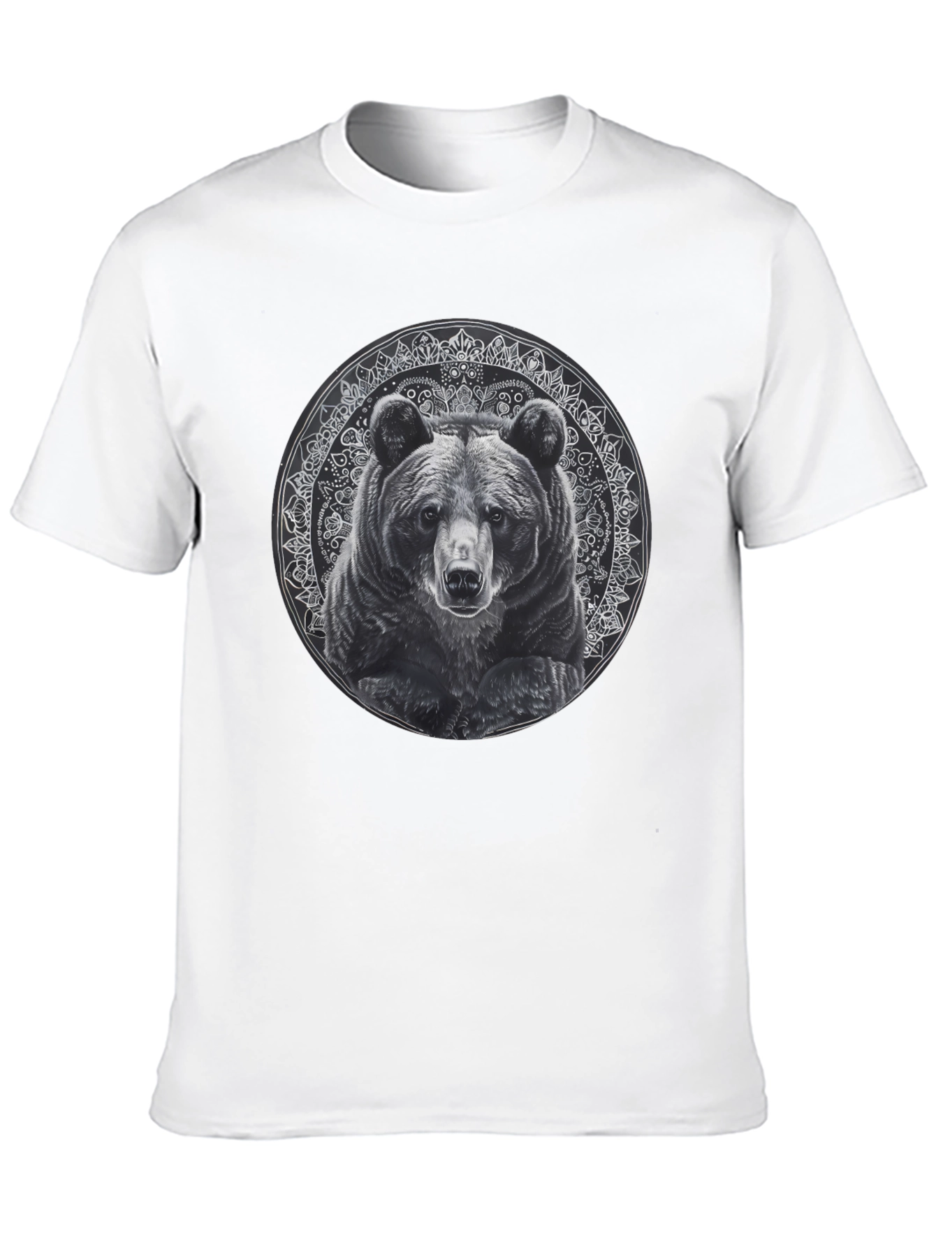 Bear Mandala Graphic Tee - Black