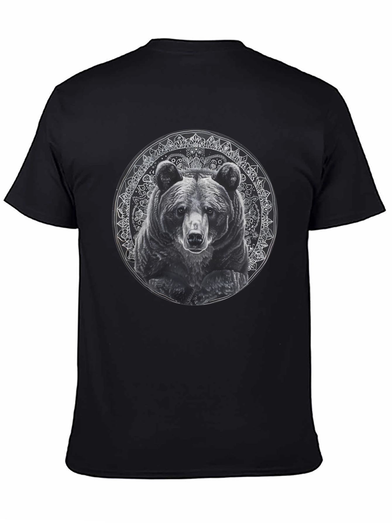 Bear Mandala Graphic Tee - Black