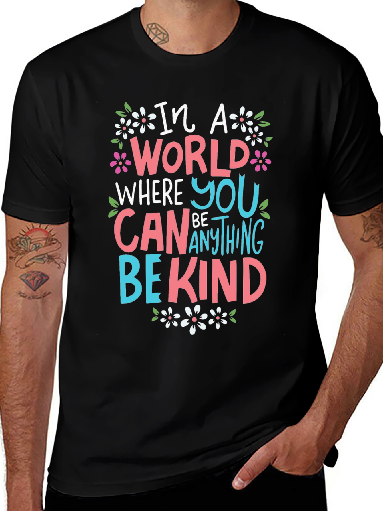 In A World Be Kind Black Graphic T-Shirt