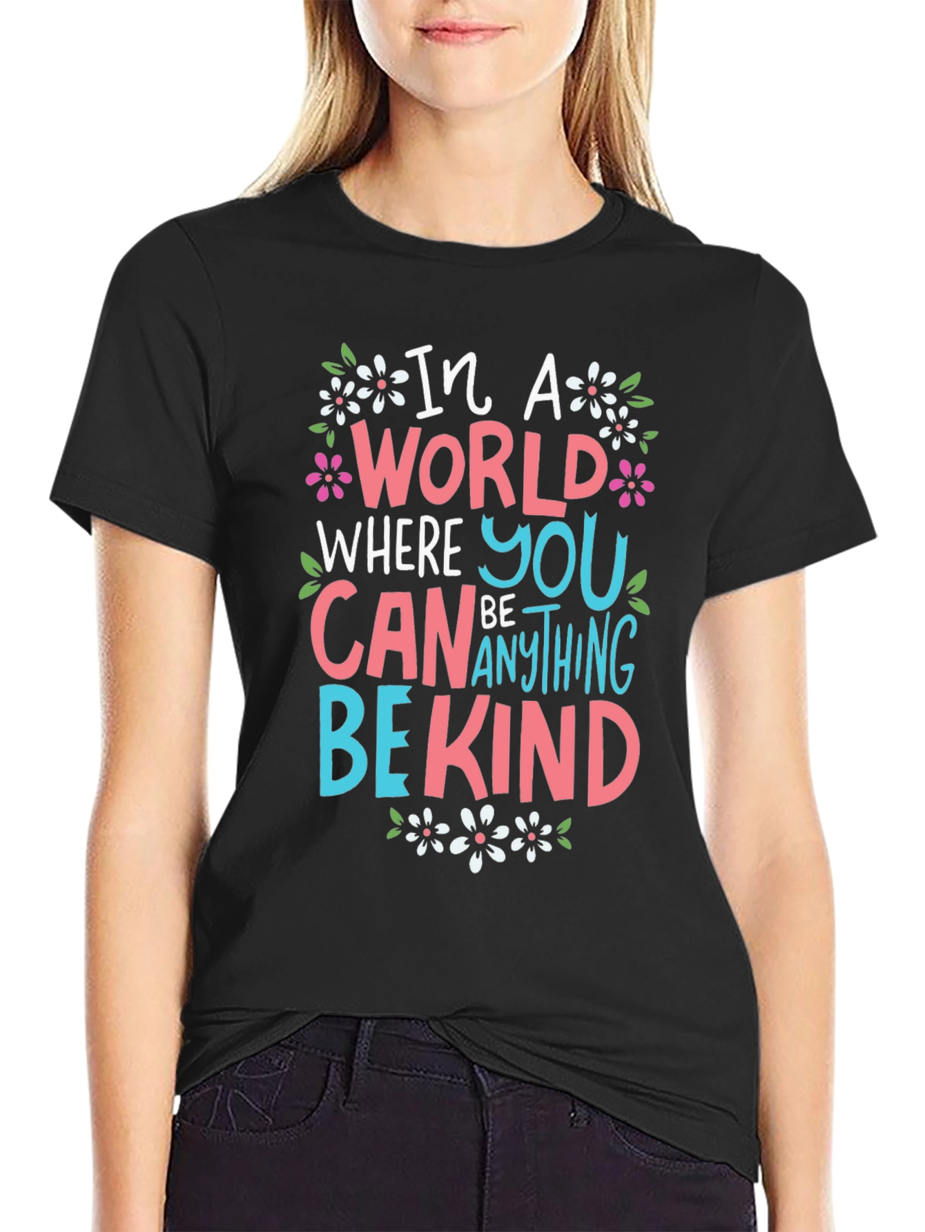 In A World Be Kind Black Graphic T-Shirt