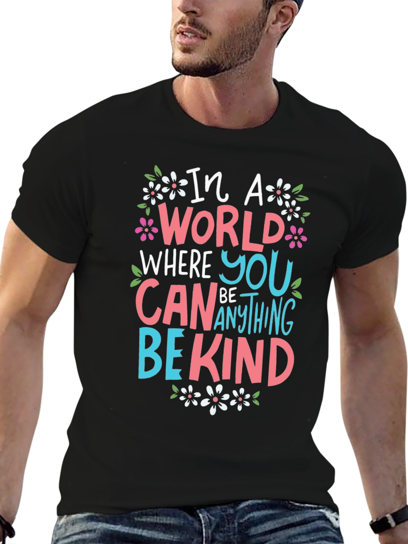 In A World Be Kind Black Graphic T-Shirt