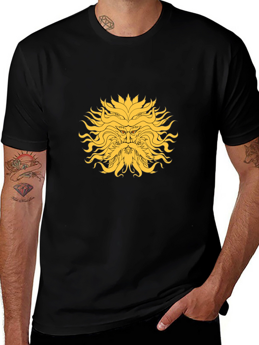 Sun God Graphic Tee - Black Cotton Blend T-Shirt