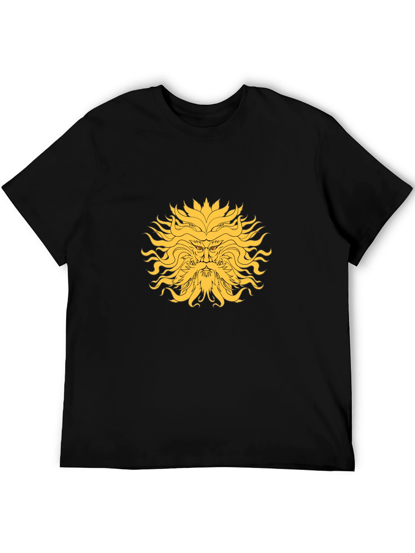 Sun God Graphic Tee - Black Cotton Blend T-Shirt