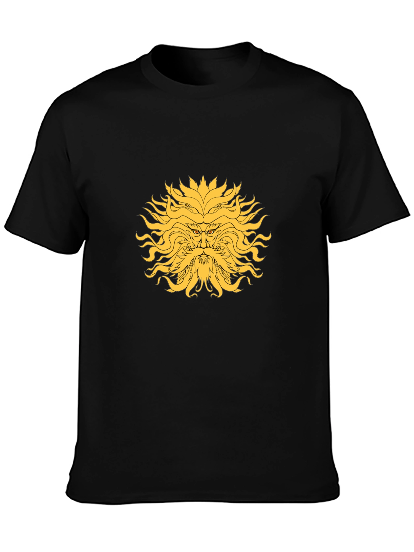 Sun God Graphic Tee - Black Cotton Blend T-Shirt