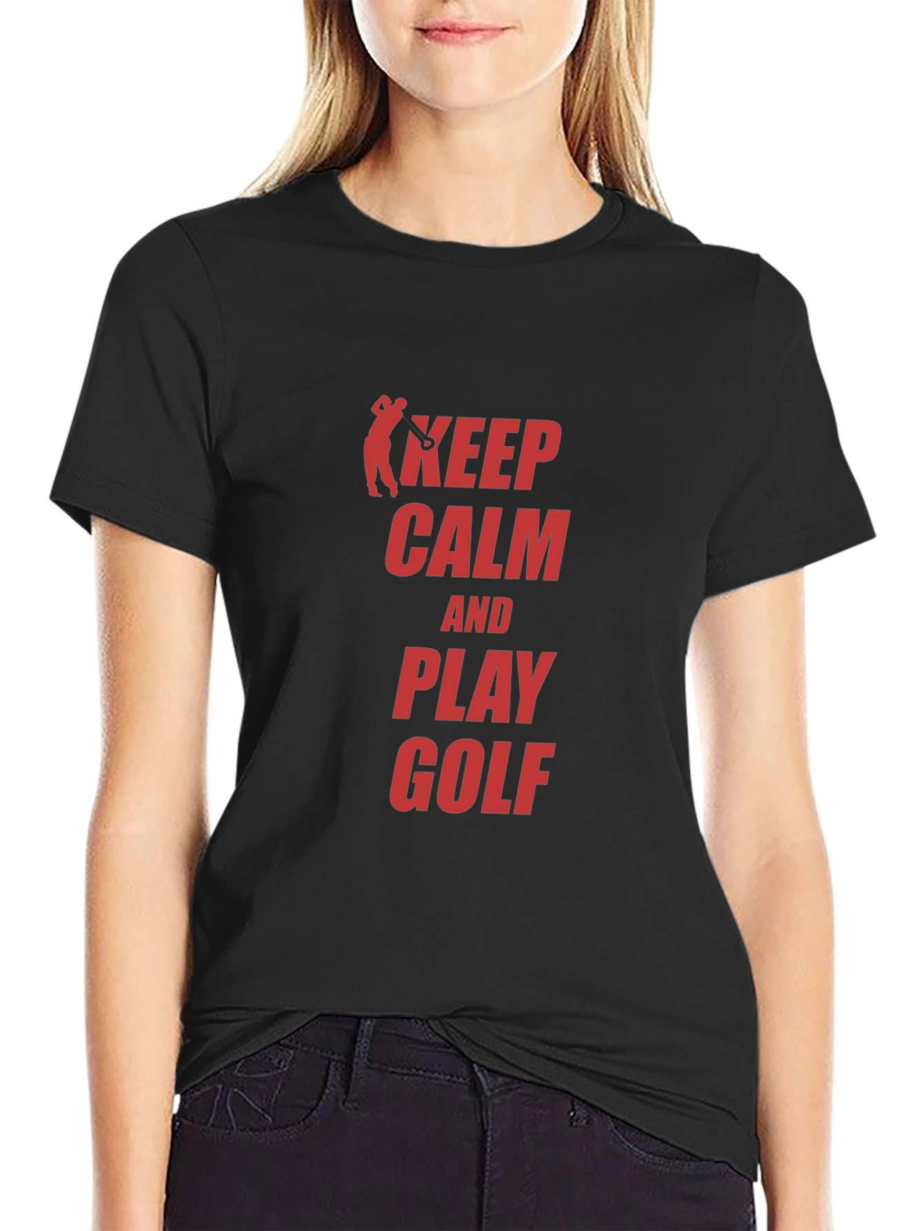Keep Calm and Play Golf Black T-Shirt