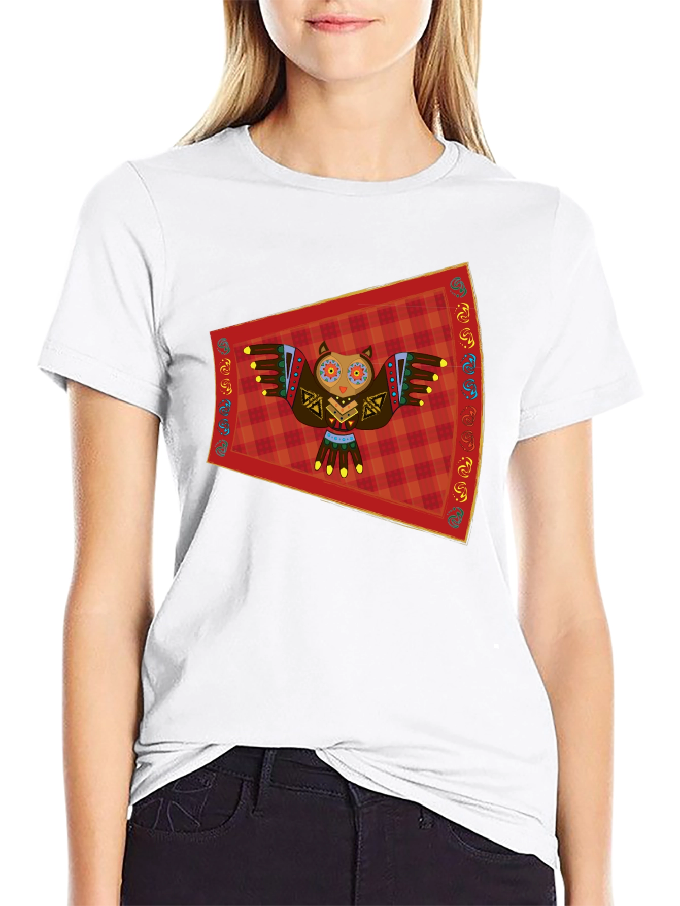 Owl Graphic Tee - Black Cotton T-Shirt