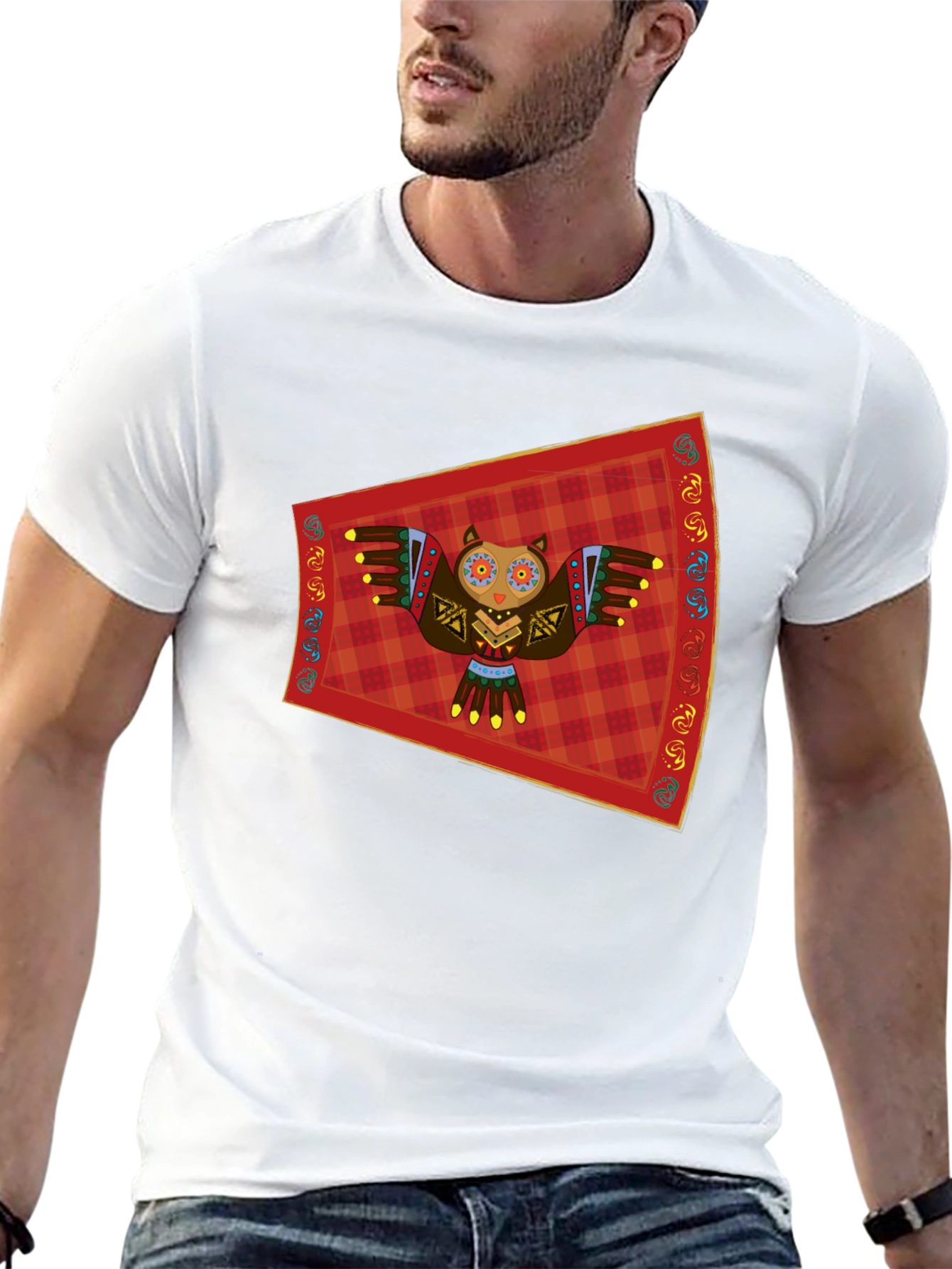 Owl Graphic Tee - Black Cotton T-Shirt