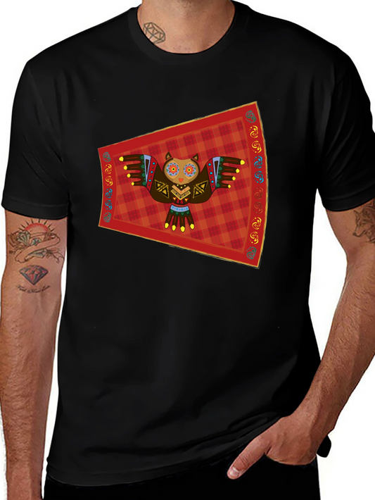 Owl Graphic Tee - Black Cotton T-Shirt