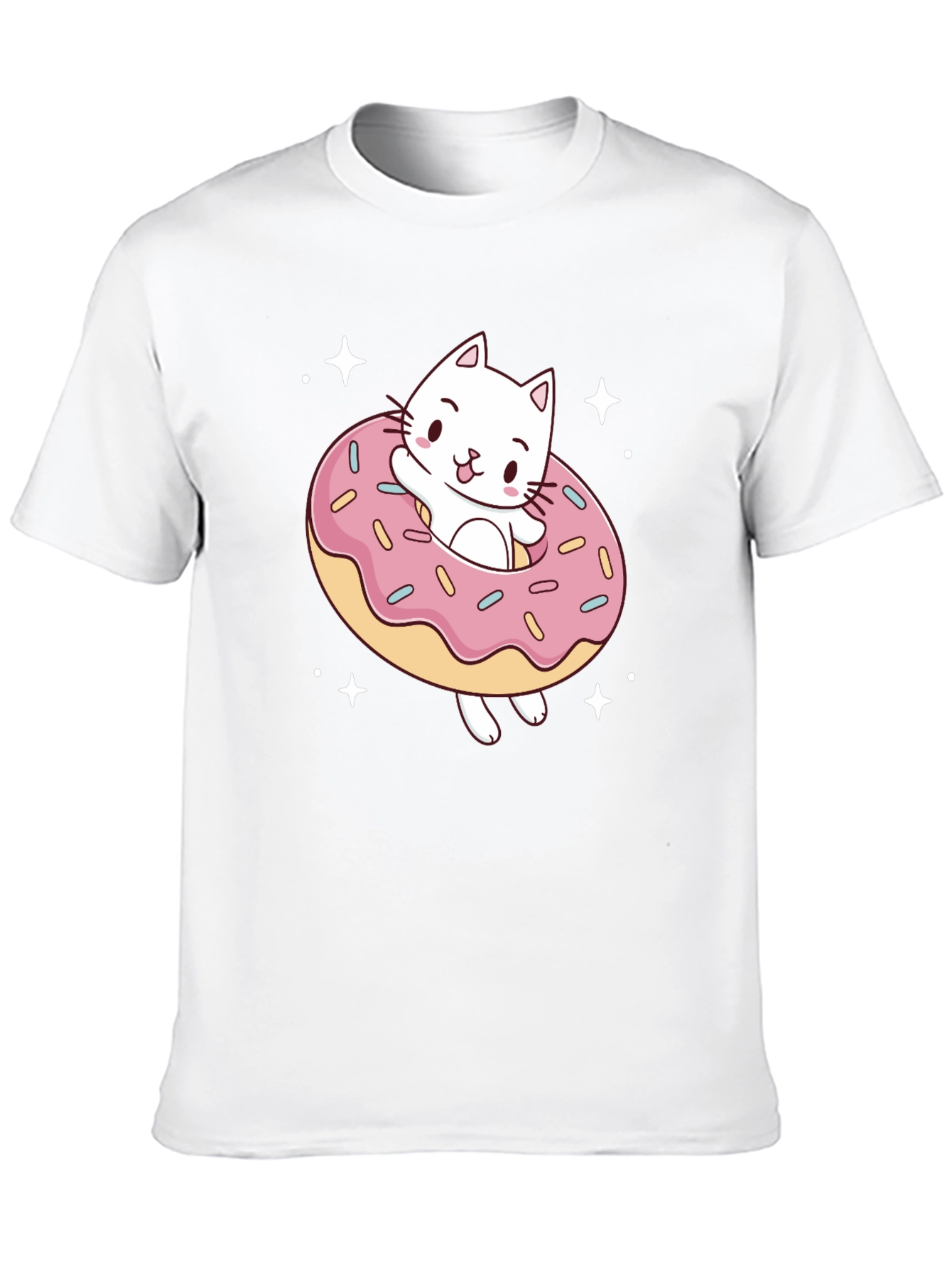 Cat Donut Graphic Tee - Black Cotton T-Shirt