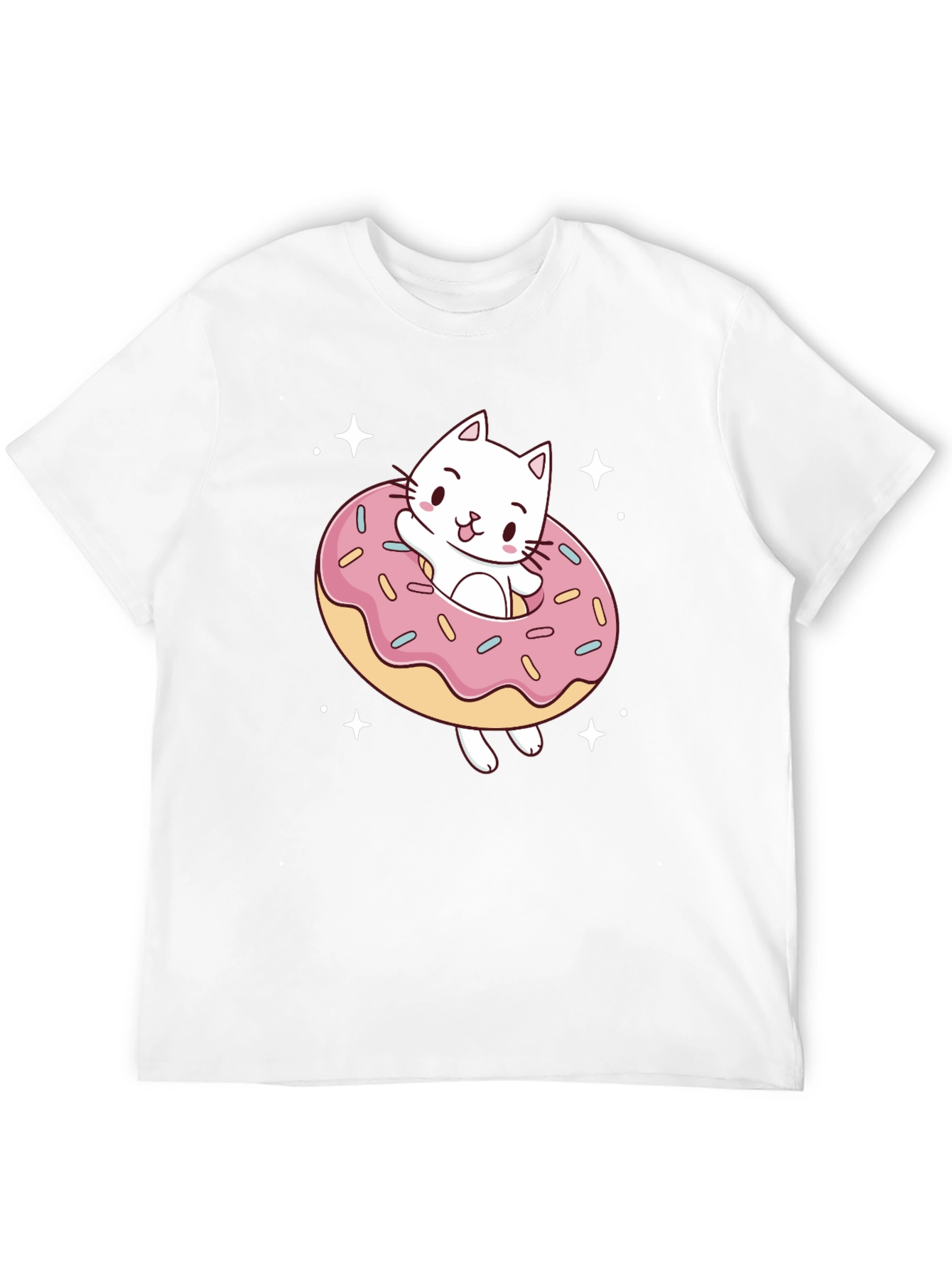 Cat Donut Graphic Tee - Black Cotton T-Shirt
