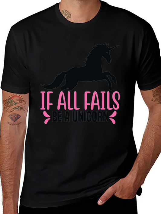 If All Fails Be A Unicorn Black Graphic Tee
