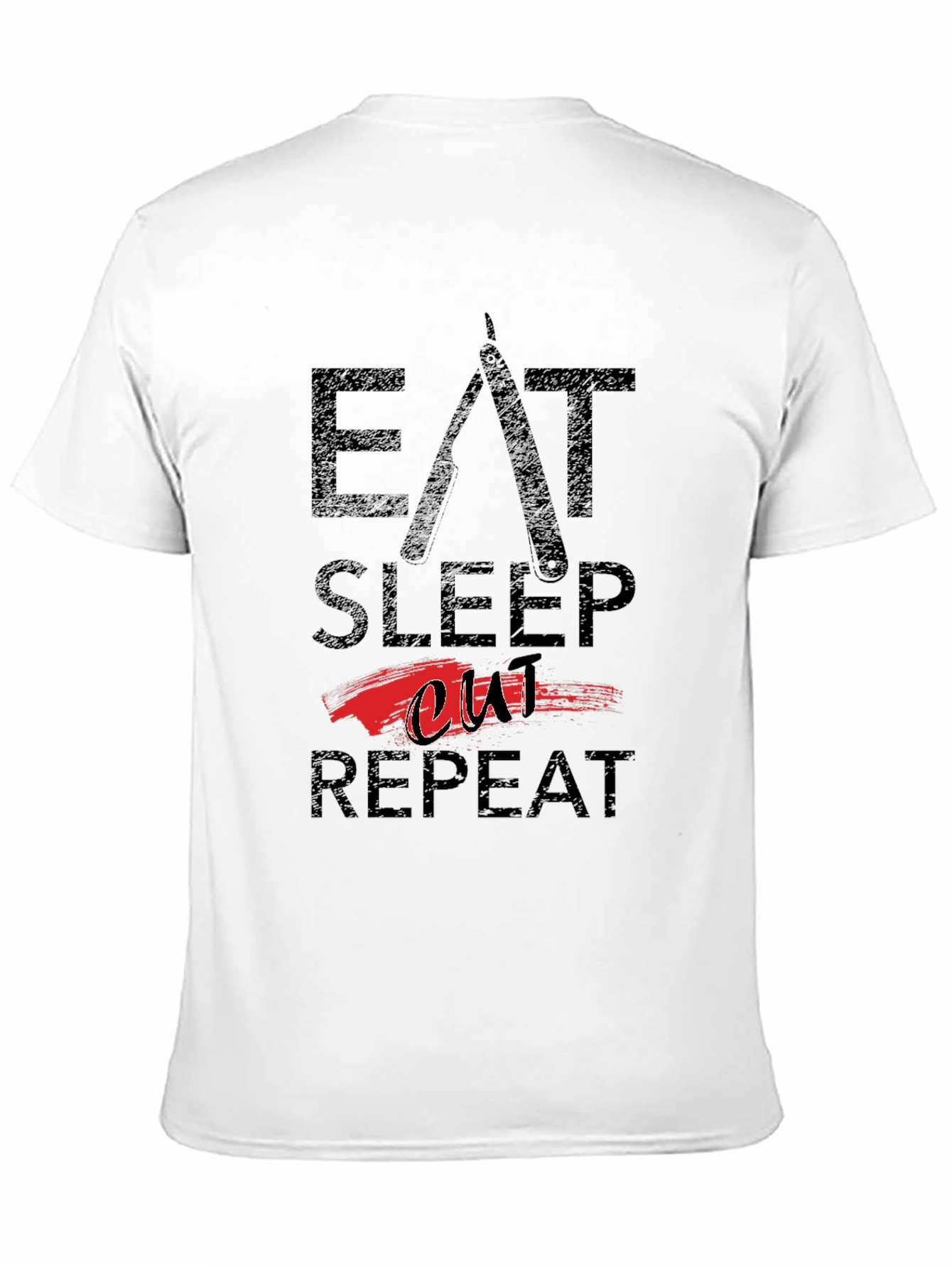 Eat Sleep Cut Repeat Black T-Shirt