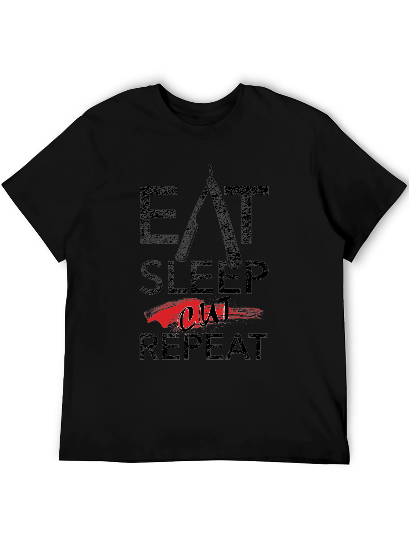 Eat Sleep Cut Repeat Black T-Shirt