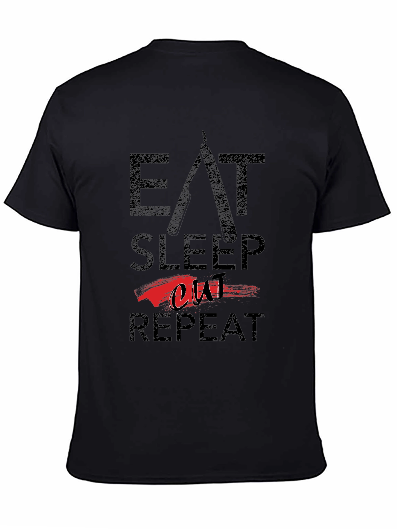Eat Sleep Cut Repeat Black T-Shirt